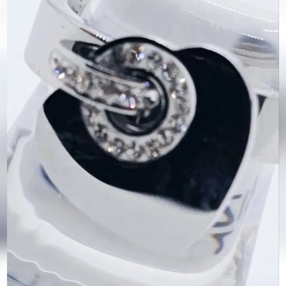 Rhinestone Heart Silver Charm Ring Sizes 7, 8, 9,  avail. - Picture 4 of 6